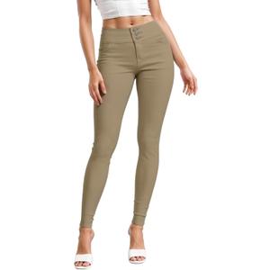 Hybrid & Company Women's Butt Lift Skinny High Waisted V3 Super Comfy Stretch Denim Pants (20 Plus Short, Khaki)