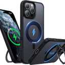 for iPhone 16 Pro Case 6.3-Inch with Magnetic 360 Ring Stand Compatible with MagSafe Frosted Matte Shockproof Protective Phone Cover 6.3" 2024, Black