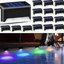 K.E.J. Solar Lights Outdoor Valentine's Day Decorations Color Changing Solar Deck Lights LED Step Light Waterproof Pool Accessories Decor for Stairs Fence Yard Driveway Pathway Yard Backyard Garden