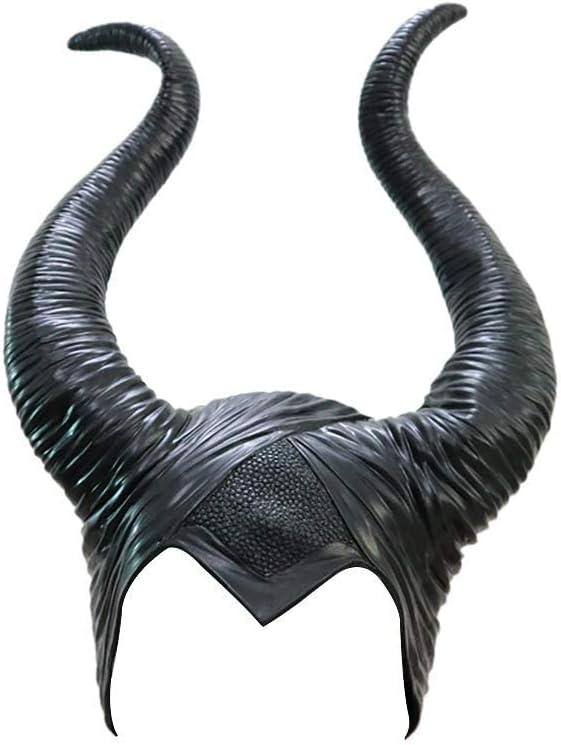 Uranshin Halloween Maleficent Horns Maleficent Costume, Black Long Women Horns Queen Hat, Deluxe Magic Witch Headpiece Headdress for Women Adults