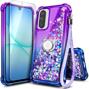 NGB Designed for Samsung Galaxy A17 5G Phone Case, Purple/Blue | Glitter Liquid Sparkle Cute Cover for Women Girls Kids | with Screen Protector & Ring Holder & Wrist Strap Lanyard