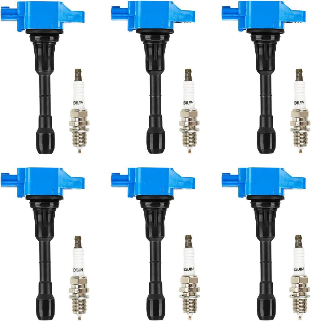 Ignition Coil Pack + Iridium Spark Plugs for Infiniti EX35 FX35 G25 G35 JX35 M35 M35H Q50 Q70 QX60 Nissan 350Z Altima Maxima Murano Pathfinder Quest, UF550 C1670, 6 Sets