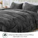 YIYEA Faux Fur Comforter Set Queen Size with Fitted Sheet, Luxury Ultra Soft Fuzzy Comforter, Fluffy Plush Velvet Bedding Comforter Sets for Fall Winter, Cozy Warmth, No Shedding, 4PC, Grey