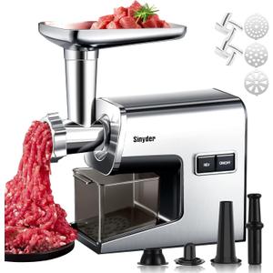 Electric Meat Grinder,3000W Max Heavy Duty Stainless Steel Meat Mincer with 2 Blades,3 Grinding Plates,Sausage Stuffer Tubes & Kubbe Kit for Home & Kitchen Using