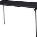 VECELO Folding Table Desk 47 with Collapsible Legs & Vinyl Upholstery, No Assembly Needed, Metal, Black
