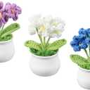 PATIKIL Crochet Flowers, 3 Pcs Knitting Crochet Flowers 6 Head Forget-Me-Nots Potted Plants Handmade Flowers Birthday Wedding Car Gift Home Decor, Purple/Blue
