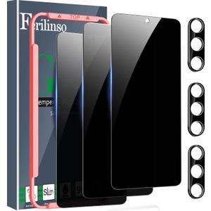 Ferilinso 3 Pack Privacy Screen Protector for Samsung Galaxy S26 Plus with 3Pack Tempered Glass Camera Lens Protector Phone Case Friendly Accessories Protector de Pantalla for Samsung S26 Plus