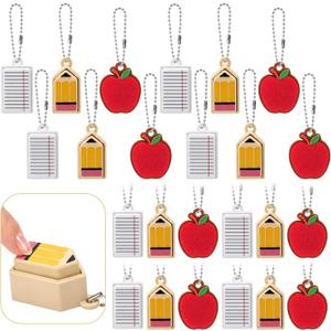 Blulu 24 Pack Back to School Gifts Bulk Back to School Fidget Clickers Pencil Notebook Fidget Toys First Day of Classroom Keychains for Party Favors Goodie Bag Stuffers Classroom Rewards