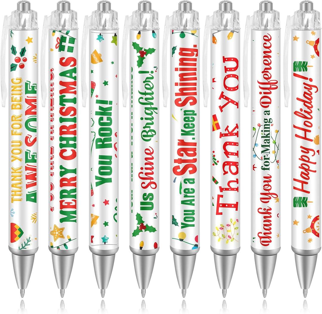 HOWAF 8pcs Christmas Pens Gifts Bulk, Christmas Ballpoint Pens for Coworkers, Xmas Appreciation Gift Pens for Nurse Teacher Employees, Xmas Holiday Gift Motivational Ballpoint Pen