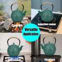 Enameled Cast Iron Teapot 34oz1000ml - Japanese Style Kettle with Removable Stainless Infuser & Ergonomic Handle, Stovetop Safe for Loose Leaf Tea Green and silver (Green and silver)