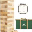 ApudArmis Giant Tumble Tower (Stack from 2Ft to Over 4.2Ft), 54 PCS Pine Wooden Stacking Timber Game with 1 Dice Set - Classic Block Giant Outdoor Game for Teens Adults Family