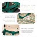 2 x Women Tote Bag,Small Jute Casual Tote's Handbag Embroidered Personalized Bucket Bag,Reusable Grocery Shopping Bags (Green)