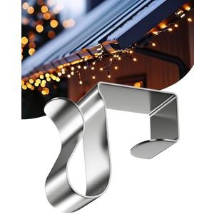 Gutter Clips for Hanging Outdoor Lights: 100 Pcs Metal Christmas Light Clips for outside String Lights - Weatherproof Gutter Clips for Xmas Halloween Seasonal Rope Mini Holiday Decoration Lights
