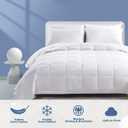 Dafinner Feather Down Blanket California King Size, Extra Lightweight Summer Comforter, Noiseless & Ultra Soft Thin Bed Blanket with Satin Trim (104"x96", White)