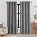 jinchan Linen Textured Curtain 96 Inch Long for Living Room Room Darkening Thermal Insulated Grommet Top Window Drape for Bedroom 52x96 Grey 1 Panel (52"W x 96"L (Pack of 1))