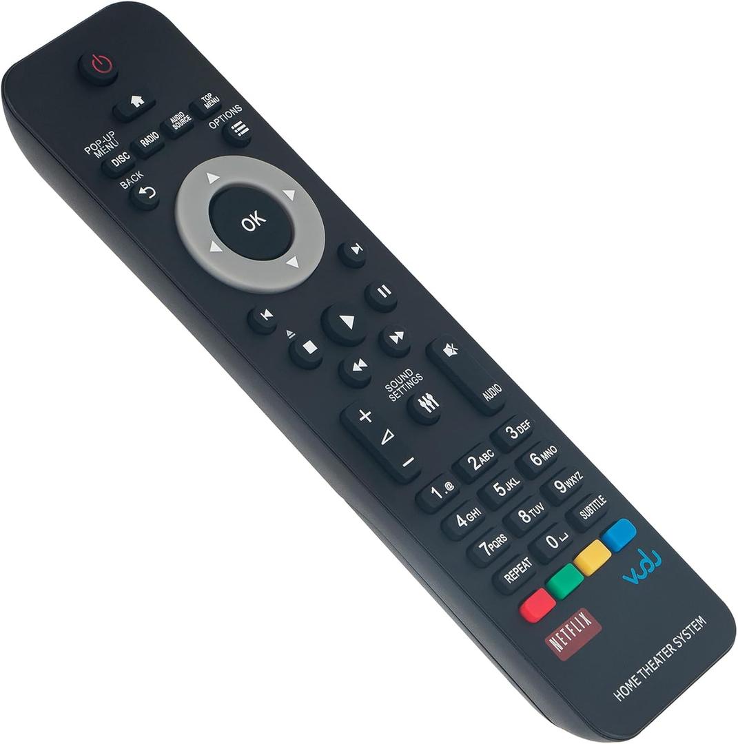 996510053581 Replace Remote Control Compatible with Philips 5.1 Home Theater System HTS3541 HTS3564 HTS3541/F7 HTS3564/F7 HTS3564/94 HTS3541/05 HTS3541/12 HTS3581/93 HTS3541/51 HTS3541/55 HTS3541/78