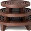3-Pack Plant Stand Indoor, Wood Round Pedestal Riser 6.69/8.66/10.23" Solid Wooden Plant Stool & Pot Holder, Decorative Display for Living Room, Bathroom, Kitchen & Home Decor (Dark Brown)