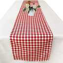 Red and White Gingham Table Runner - 72 Inch Cotton Checkered Plaid Table Runner for Home Kitchen Dinner Party Table Decorations - Valentines Day