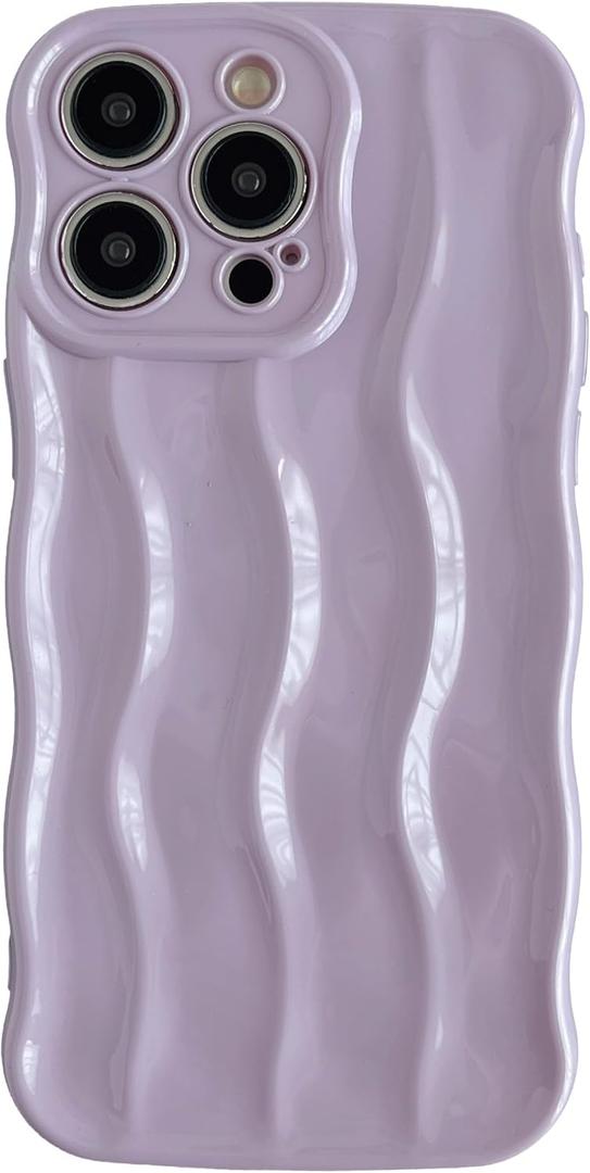 Caseative for iPhone 16 Pro Case,Water Ripple Pattern Curly Wave Frame Soft Phone Case (LPurple)