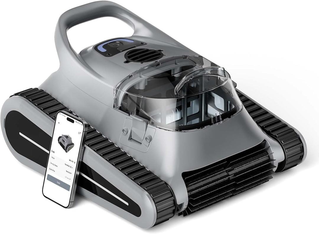 Pool Vacuum for Above Ground Pool Up to 2000 Sq.ft, Pool Vacuum for Inground Pools Lasts Up to 150 Mins, Dual Brushes for Superior Cleaning, Pool Cleaner for Wall, Floor and Auto Mode (Deep Gray)