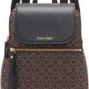 Calvin Klein Reyna Signature Key Item Flap Backpack, Brown/Khaki/Black, One Size