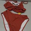 Edelqual Women's High Waisted Bikini Sets Two Piece Swimsuit Tummy Control Bathing Suit V Neck Swimwear 2025 Swim Suit (X-Large, Brick Red)