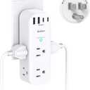 Surge Protector Wall Outlet Extender, Multi Plug Outlet with Rotating Plug, 6 AC Outlets 4 USB Ports (2 USB C), 1800J, 3-Side Power Strip Wall Mount, Outlet Splitter for College Dorm Travel Essentials (White)