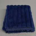 decorUhome Faux Fur Throw Pillow Covers 18x18 Set of 2, Decorative Soft Plush Striped Couch Pillow Covers with Velvet Back for Sofa, Bed, Living Room, Blue (18" x 18" (Pack of 2), Blue)