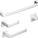 BAGNOLUX Bathroom Hardware Set 4 Pieces, Bath Towel Holder Set SUS304 Stainless Steel, Towel Bar Rack Set for Wall Mounted, Square Bathroom Accessories Set Fixture Heavy Duty Polished Chrome