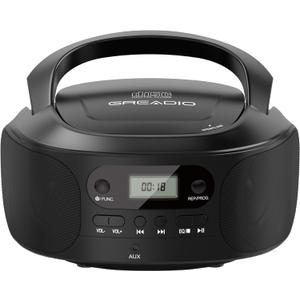 Greadio CD Boombox Player with AUX Input, Portable Boombox Player with Good Sound, CD/C D-R/C D-RW Compatible, Programmable, Battery/Type-C Operated,Digital Portable Boombox for Kids,Seniors