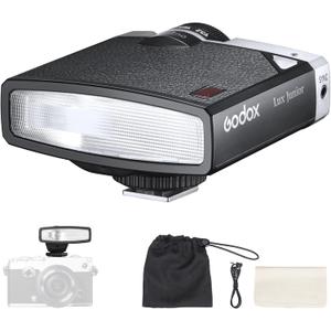Godox Lux Junior Flash for Canon/Sony/Fujifilm/Nikon/Panasonic/Olympus, GN12 with 7 Levels Flash Power, S1/S2 Optical Control, GODOX Lux Junior Retro Camera Flash for Sony ZV1/ZVE10, NOT for ZV-1F