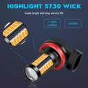 H8 H11 Car LED Fog Light Bulbs Replacement for Cars Super Bright Amber 5730 33SMD for Daytime Running Lights DRL 12V-2Pcs