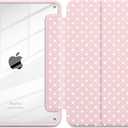 Case for iPad Pro 13 Inch (M5 2025 M4 2024) – [Built-in Pencil Holder], Shockproof & Stylish, Clear Hard Back + Soft TPU Edge, Magnetic Trifold Stand, Auto Wake/Sleep, Pink White dot