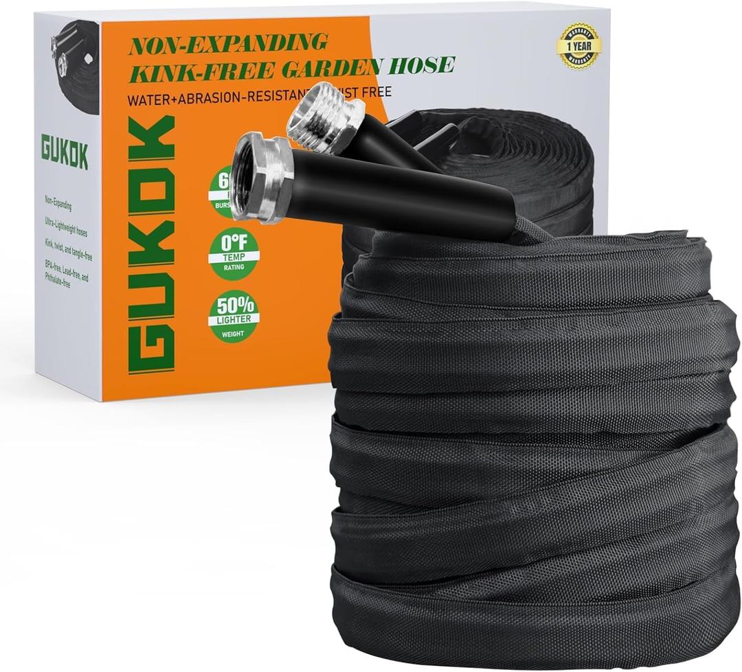 Non-Expanding Garden Hose, Lightweight, Ultra Flexible, Durable, Kink-Free Garden Hose, RV, Marine and Camper Hose, 50-Feet x 1/2-Inch