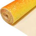 Yellow Orange Gradient Chunky Glitter Faux Leather Roll 12 x 52 Inch, Sparkly Autumn Halloween Collection Fabric for DIY Bows, Crafts, Accessories (Yellow-Orange)
