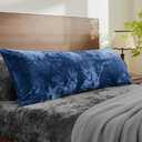 BEDELITE Velvet Body Pillow Cover with Zipper, Soft and Plush 20x54 Long Pillow Case, Velvety Smooth and Cozy Body Pillow Pillowcase for Bedroom and Couch, for All Seasons(Navy Blue)