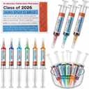 48 Pcs Nurse Graduation Party Decorations Class of 2026 Jello Shot Syringes 24 Pack 20ml Reusable Plastic Syringe Shooters with Caps and 24 Pharmacy Prescription Stickers, Nursing RN Medical School Grad Party Favors Supplies