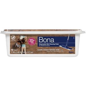 Bona Hardwood Floor Disposable Wet Cleaning Pads - 12 cleaning pads per pack - unscented - Use with Bona Mops - Residue-Free Floor Cleaning Solution for Wood Floors