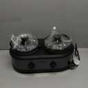 KOOC Double Small Slow Cooker, Buffet Server and Warmer, 2 Mini Pots with 3 Individual Adjustable Temp, Dual Ceramic Pots, Free Liners for Easy Clean-up, Stainless Steel, Total 2.5 Quart, Grey, Round