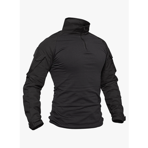 TACVASEN Men's Tactical Shirt Long Sleeve Combat Shirt 1/4 Zip with Pockets Military Army Paintball Airsoft Breathable M