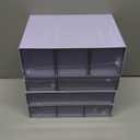 Desk Storage Organizer with 9 Drawers, 4 Tiers Stackable Desktop Craft Storage Drawers, Clear Storage Box Caddy for Stationary Makeup Jewelry Office Craft Supplies (Purple)