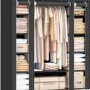 SONGMICS Closet Wardrobe, Portable Closet for Bedroom, Clothes Rail with Non-Woven Fabric Cover, Clothes Storage Organizer, 59 x 17.7 x 69 Inches, 12 Compartments, Black ULSF03H