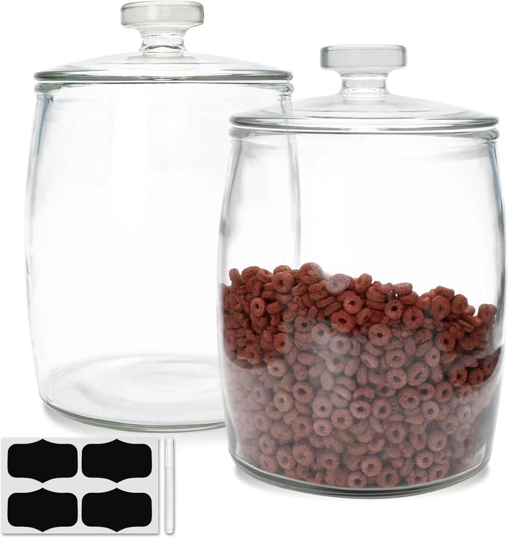 Accguan 2-Gallon Glass Jars with Lid,Food Storage Containers,Glass Cookie Jar for Bath Salts,Flour,Spices,Halloween Candy,Detergent,Kitchen Storage,Holiday Decoration Jars,DIY Gifts,2pcs