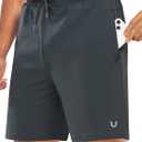 NORTHYARD Men's 7" Gym Shorts Knit Athletic Tennis Shorts for Men with Zipper Pockets for Workout Athletic Training (Medium, Darkgrey)