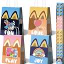 TimEmbrace Blue Puppy Goodie Bags, 16 Count Small Party Favor Bags and Gift Bags for Kids Birthday, Holiday Events and Treats, Eco-Friendly Reusable Paper, 8.27 x 5.9 x 3.2 Inches
