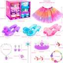 Princess Dress Up Shoes Set, Girls Dress Up Toys Toddler Jewelry Boutique Kit, 3 Themes of Unicorn, Mermaid, Ice Princess Costumes Set, Pretend Play Gifts for Little Girls Aged 3-6 Years Old