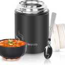 lazycozy Thermos Food Containers for Hot Food, 17 oz, Soup Thermos with Foldable Spoon, Stainless Steel Vacuum Portable Insulated Food Jar, Leak-Proof, Keep Warm/Cold for 12 Hours, for Travel, Work