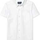 The Children's Place Big Boys' Short Sleeve Uniform Oxford Shirt, White 4765, X-Large/ 14