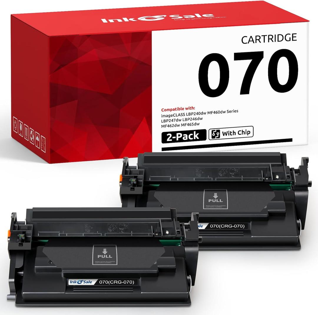 INK E-SALE 070 Black Toner Cartridge Compatible Replacement for Canon 070H CRG070 CRG-070 for Canon ImageCLASS MF465dw MF462dw MF460dw LBP246dw LBP247dw LBP243dw LBP240dw Printer (2 Pack)