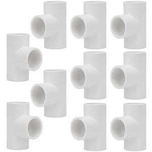 10 Pack 3 Way 3/4 Inch Tee PVC Pipe Fittings Connector SCH40 Furniture Build Grade PVC Corner Fittings Elbow Fittings for DIY PVC Shelf Garden Support Structure Tent Connection